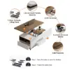 120 cm Lift-Top Extendable Coffee Table with Drawers & Cabinet – Walnut