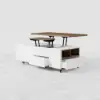 120 cm Lift-Top Extendable Coffee Table with Drawers & Cabinet – Walnut