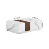 Vewal 120 cm Marble & Walnut Veneer Block Coffee Table with 2 Drawers