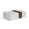 Vewal 120 cm Marble & Walnut Veneer Block Coffee Table with 2 Drawers