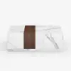 Vewal 120 cm Marble & Walnut Veneer Block Coffee Table with 2 Drawers