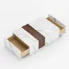 Vewal 120 cm Marble & Walnut Veneer Block Coffee Table with 2 Drawers