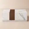 Vewal 120 cm Marble & Walnut Veneer Block Coffee Table with 2 Drawers