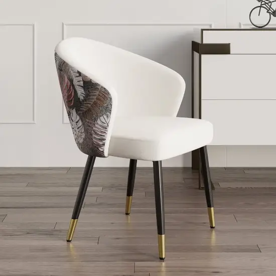 Arcora White Velvet Dining Chair with Upholstered, 1 Piece