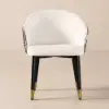 Arcora White Velvet Dining Chair with Upholstered, 1 Piece