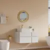 Modern 80 cm Floating Single Bathroom Vanity with Stone Resin Top, Ceramic Basin – White