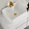 Modern 80 cm Floating Single Bathroom Vanity with Stone Resin Top, Ceramic Basin – White