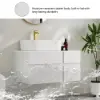 Modern 80 cm Floating Single Bathroom Vanity with Stone Resin Top, Ceramic Basin – White