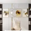 3 Pieces Modern Geometric Abstract Wall Decor Set Canvas Print with Frame Living Room – Rectangle