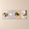 3 Pieces Modern Geometric Abstract Wall Decor Set Canvas Print with Frame Living Room – Rectangle
