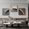 3 Pieces Modern Abstract Wall Decor Set Square Canvas Print with Frame Living Room