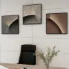 3 Pieces Modern Abstract Wall Decor Set Square Canvas Print with Frame Living Room