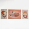 3 Pieces Modern Geometric Abstract Wall Decor Set Canvas Print with Frame Living Room