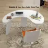 Modern curved white wood executive desk, 140 cm straight desk with 3 oval legs