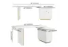 2235mm Modern White L-Shape Writing Desk with Side Cabinet Wood Office Desk Gold Finish