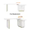 2235mm Modern White L-Shape Writing Desk with Side Cabinet Wood Office Desk Gold Finish