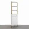 1900mm Modern White Etagere Corner Bookshelf 1 Drawer & 2 Doors Wooden Tall Bookcase