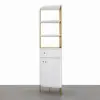 1900mm Modern White Etagere Corner Bookshelf 1 Drawer & 2 Doors Wooden Tall Bookcase