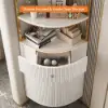 1900mm Modern White Etagere Corner Bookshelf 1 Drawer & 2 Doors Wooden Tall Bookcase