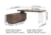 1815mm Modern Walnut Standing L-Shape Executive Desk Side Cabinet and lifter Desktop