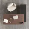 1815mm Modern Walnut Standing L-Shape Executive Desk Side Cabinet and lifter Desktop