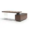 1815mm Modern Walnut Standing L-Shape Executive Desk Side Cabinet and lifter Desktop