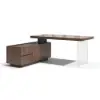 1815mm Modern Walnut Standing L-Shape Executive Desk Side Cabinet and lifter Desktop
