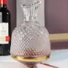 Luxury Tumbler Wine Decanter 360 Rotating Hand-Carved Diamond Creative Spin Decanter