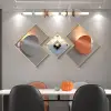 3Pcs Modern Geometric Wall Clock Decor Set Canvas Painting Wall Clocks with Gold Frame – AUD-H0585