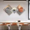 3Pcs Modern Geometric Wall Clock Decor Set Canvas Painting Wall Clocks with Gold Frame – AUD-H0585