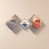 3Pcs Modern Geometric Wall Clock Decor Set Canvas Painting Wall Clocks with Gold Frame – AUD-H0585