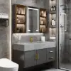 1000mm Black Wall-mount LED Lighted Bathroom Medicine Cabinet Vanity Mirror with Storage