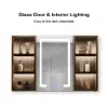 1000mm Black Wall-mount LED Lighted Bathroom Medicine Cabinet Vanity Mirror with Storage
