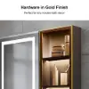 1000mm Black Wall-mount LED Lighted Bathroom Medicine Cabinet Vanity Mirror with Storage