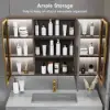 1000mm Black Wall-mount LED Lighted Bathroom Medicine Cabinet Vanity Mirror with Storage
