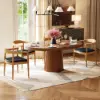 Japandi 100 – 140 cm Extendable Round-to-Oval Wood Dining Table–Warm Walnut, Seats 4-6