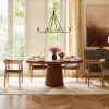 Japandi 100 – 140 cm Extendable Round-to-Oval Wood Dining Table–Warm Walnut, Seats 4-6