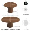 Japandi 100 – 140 cm Extendable Round-to-Oval Wood Dining Table–Warm Walnut, Seats 4-6
