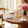 Japandi 100 – 140 cm Extendable Round-to-Oval Wood Dining Table–Warm Walnut, Seats 4-6