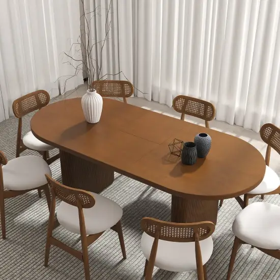 Fluve 160 - 200 cm Extendable Oval Walnut Dining Table, Seats 4-6