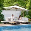 Tevara 4-Piece Outdoor Teak & Aluminium Modular Sofa Set with Coffee Table for 6 – Dark Grey