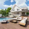 Tevara 4-Piece Outdoor Teak & Aluminium Modular Sofa Set with Coffee Table for 6 – Dark Grey