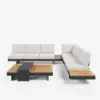 Tevara 4-Piece Outdoor Teak & Aluminium Modular Sofa Set with Coffee Table for 6 – Dark Grey