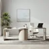 Modern 152 cm L-Shaped Whitewash Office Desk with Drawers, Rotating Design