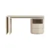 Modern 152 cm L-Shaped Whitewash Office Desk with Drawers, Rotating Design