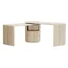 Modern 152 cm L-Shaped Whitewash Office Desk with Drawers, Rotating Design