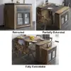 Modern Extendable Dining Table with 4 Chairs Rectangle Storage Sideboard Walnut&Gray