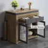 Modern Extendable Dining Table with 4 Chairs Rectangle Storage Sideboard Walnut&Gray