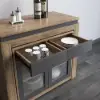 Modern Extendable Dining Table with 4 Chairs Rectangle Storage Sideboard Walnut&Gray