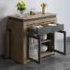Modern Extendable Dining Table with 4 Chairs Rectangle Storage Sideboard Walnut&Gray